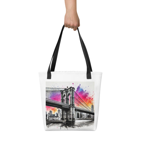 Brooklyn Bridge Splash Tote Bag - From Sea To Shining Art