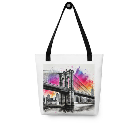 Brooklyn Bridge Splash Tote Bag - From Sea To Shining Art