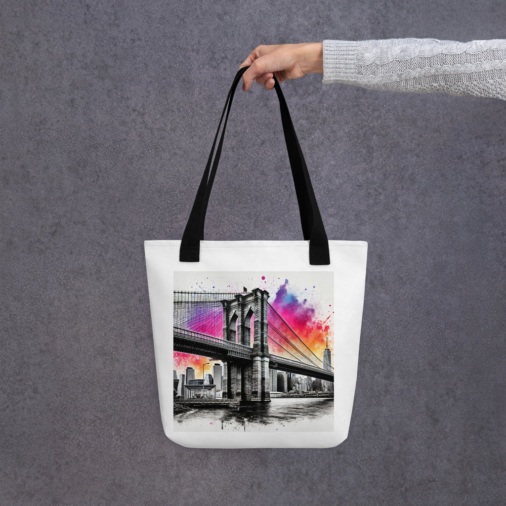 Brooklyn Bridge Splash Tote Bag - From Sea To Shining Art