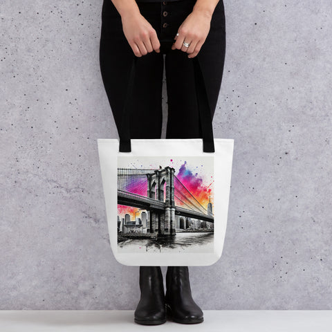 Brooklyn Bridge Splash Tote Bag - From Sea To Shining Art