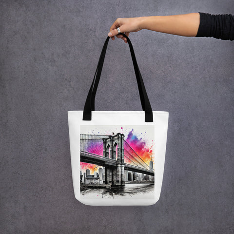 Brooklyn Bridge Splash Tote Bag - From Sea To Shining Art