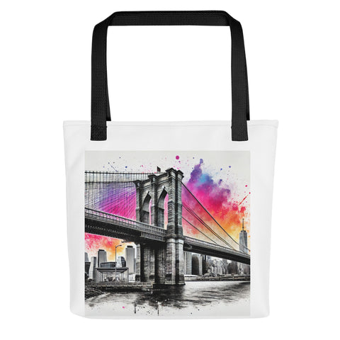 Brooklyn Bridge Splash Tote Bag - From Sea To Shining Art