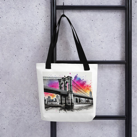 Brooklyn Bridge Splash Tote Bag - From Sea To Shining Art