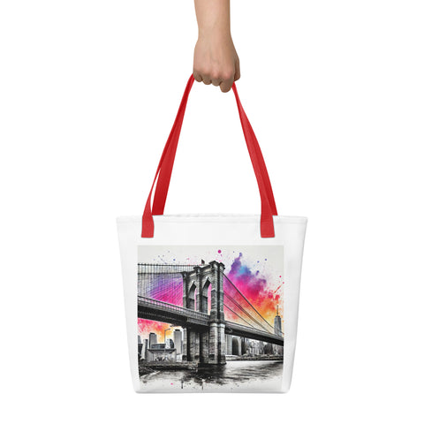 Brooklyn Bridge Splash Tote Bag - From Sea To Shining Art
