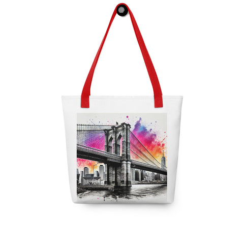Brooklyn Bridge Splash Tote Bag - From Sea To Shining Art