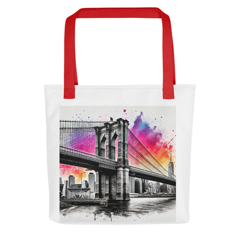 Brooklyn Bridge Splash Tote Bag - From Sea To Shining Art