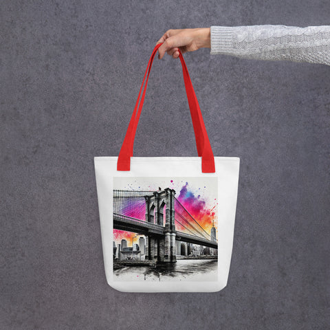 Brooklyn Bridge Splash Tote Bag - From Sea To Shining Art