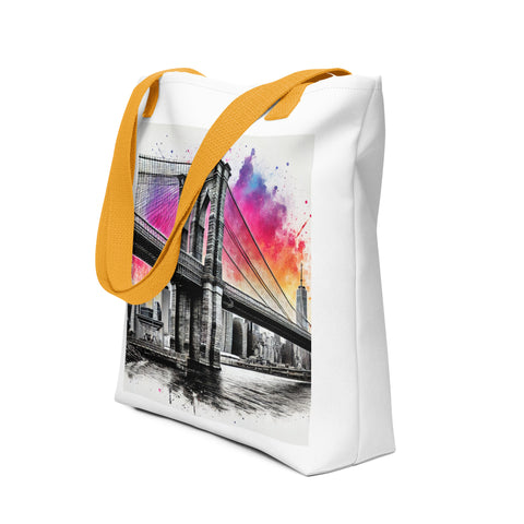 Brooklyn Bridge Splash Tote Bag - From Sea To Shining Art