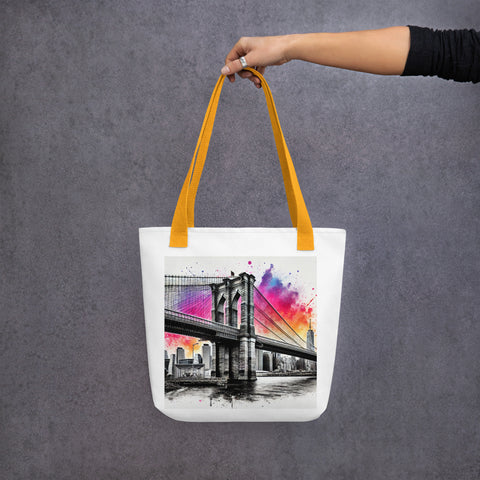 Brooklyn Bridge Splash Tote Bag - From Sea To Shining Art