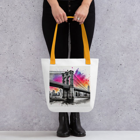 Brooklyn Bridge Splash Tote Bag - From Sea To Shining Art