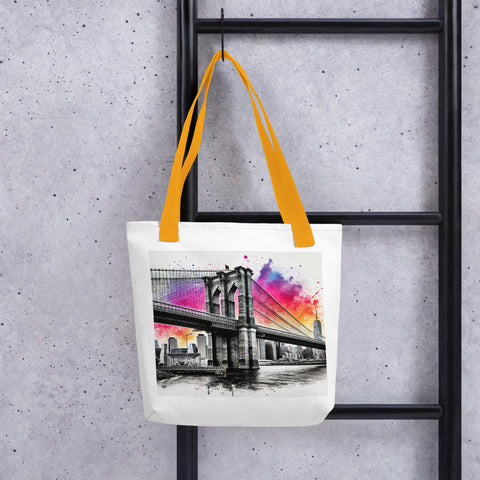 Brooklyn Bridge Splash Tote Bag - From Sea To Shining Art