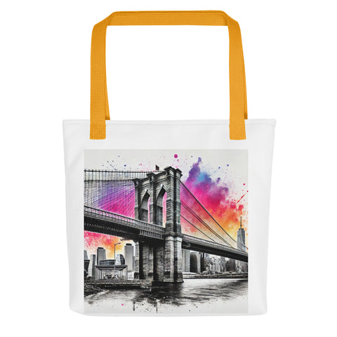 Brooklyn Bridge Splash Tote Bag - From Sea To Shining Art