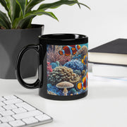 Seafloor Wonders Black Glossy Mug - From Sea To Shining Art
