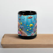 Underwater Elements Black Glossy Mug - From Sea To Shining Art