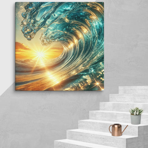 Sunset and wave Art In Canvas - From Sea To Shining Art