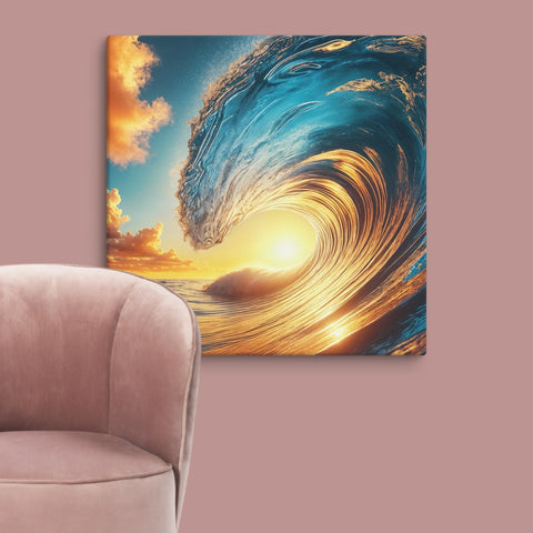 Sunset Sea Wave Art Canvas - From Sea To Shining Art