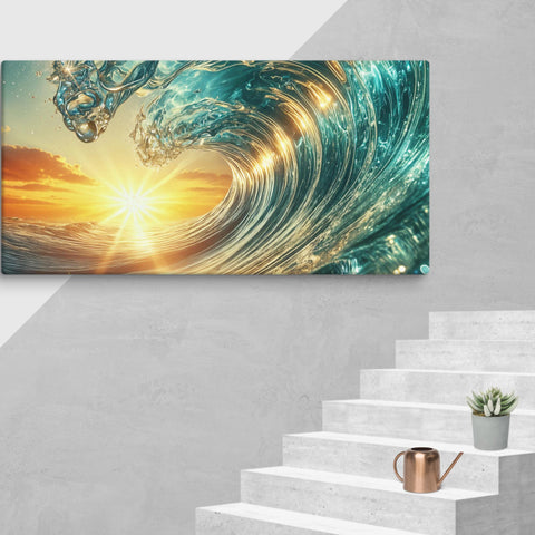 Sunset and wave Art In Canvas - From Sea To Shining Art