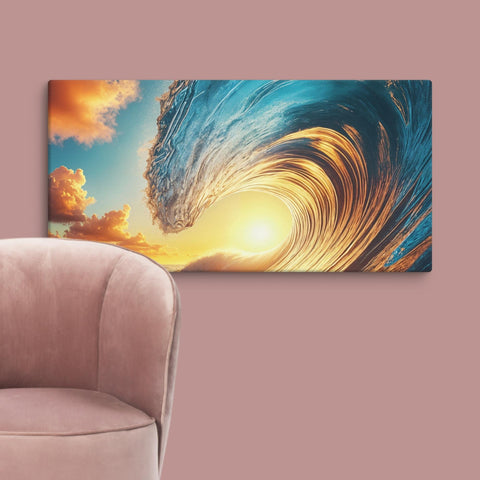 Sunset Sea Wave Art Canvas - From Sea To Shining Art