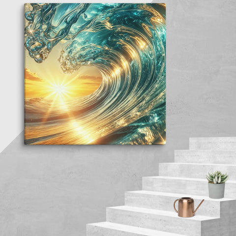 Sunset and wave Art In Canvas - From Sea To Shining Art