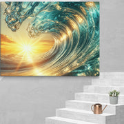 Sunset and wave Art In Canvas - From Sea To Shining Art