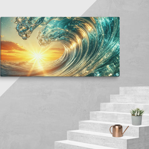 Sunset and wave Art In Canvas - From Sea To Shining Art