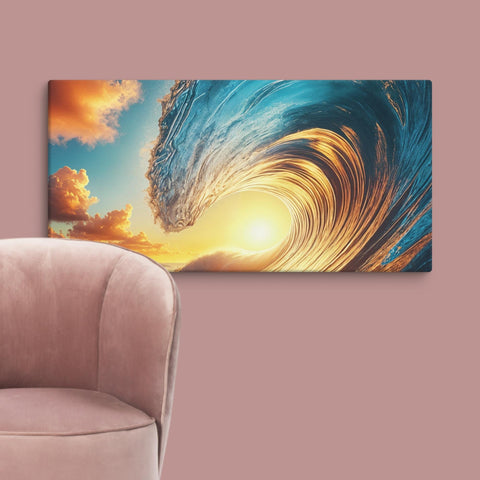 Sunset Sea Wave Art Canvas - From Sea To Shining Art
