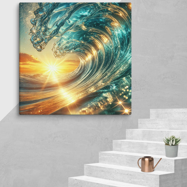 Sunset and wave Art In Canvas - From Sea To Shining Art