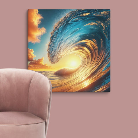Sunset Sea Wave Art Canvas - From Sea To Shining Art