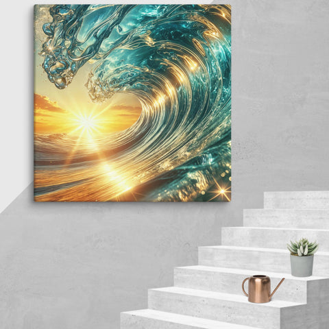 Sunset and wave Art In Canvas - From Sea To Shining Art