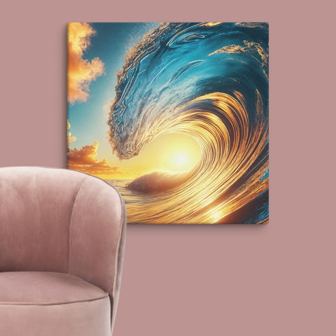 Sunset Sea Wave Art Canvas - From Sea To Shining Art
