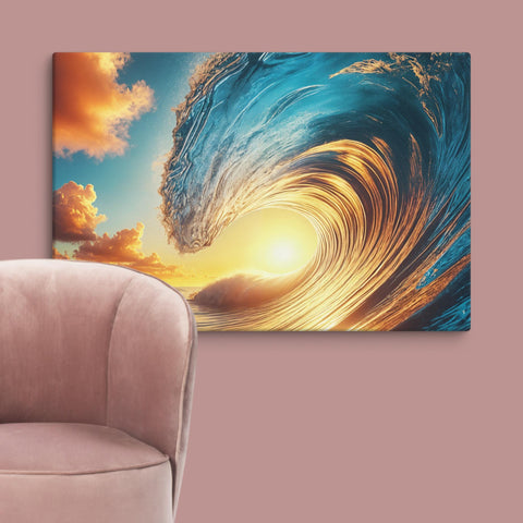 Sunset Sea Wave Art Canvas - From Sea To Shining Art