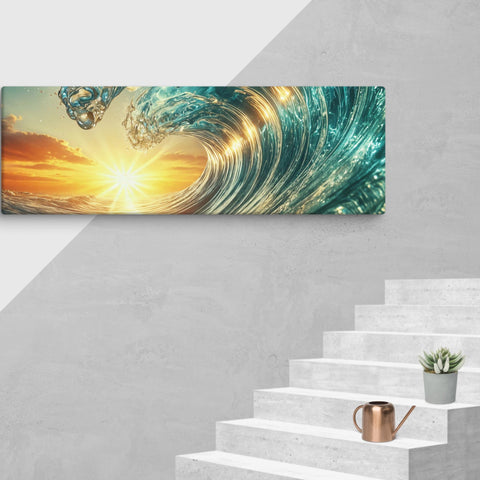 Sunset and wave Art In Canvas - From Sea To Shining Art