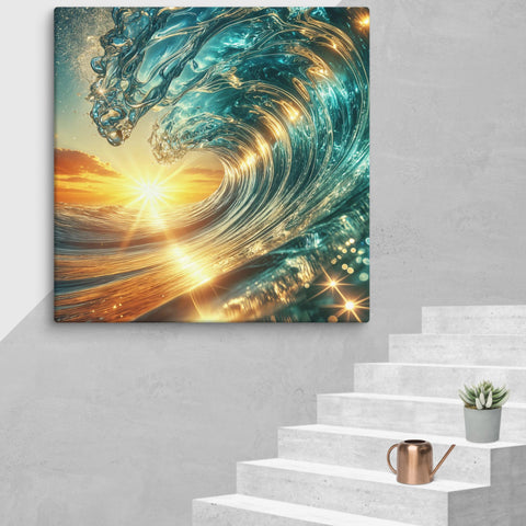 Sunset and wave Art In Canvas - From Sea To Shining Art