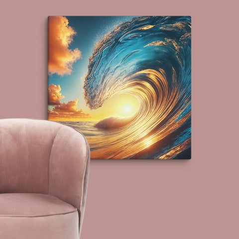 Sunset Sea Wave Art Canvas - From Sea To Shining Art