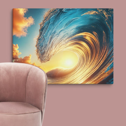 Sunset Sea Wave Art Canvas - From Sea To Shining Art
