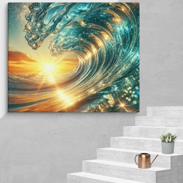 Sunset and wave Art In Canvas - From Sea To Shining Art