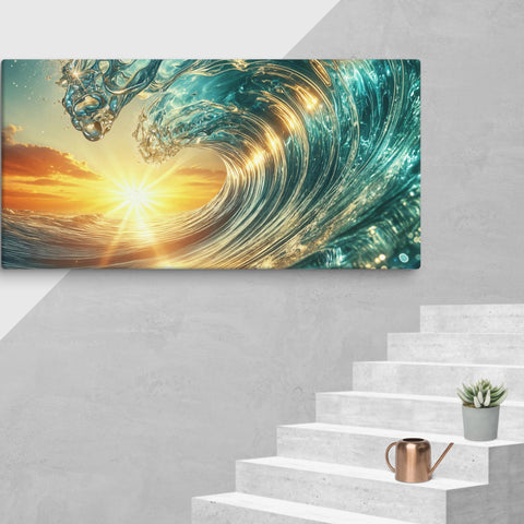 Sunset and wave Art In Canvas - From Sea To Shining Art