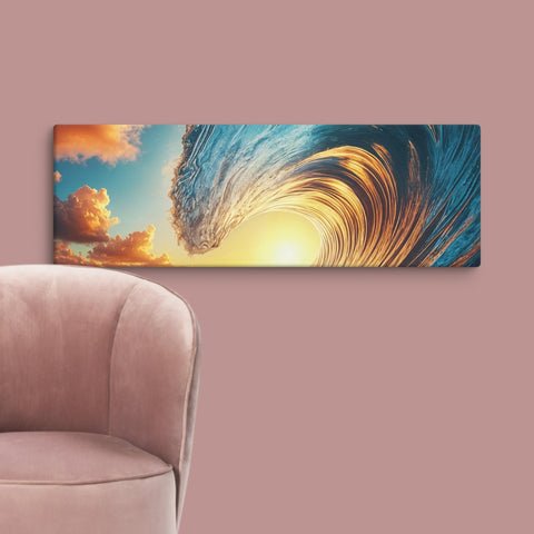 Sunset Sea Wave Art Canvas - From Sea To Shining Art