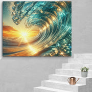 Sunset and wave Art In Canvas - From Sea To Shining Art