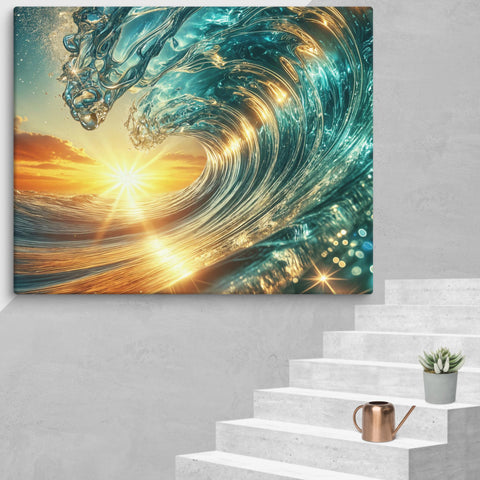 Sunset and wave Art In Canvas - From Sea To Shining Art