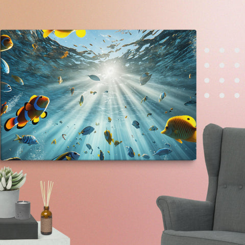 Sunbeams Beneath the Waves Art Canvas - From Sea To Shining Art