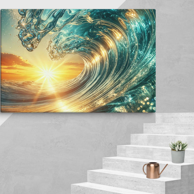 Sunset and wave Art In Canvas - From Sea To Shining Art