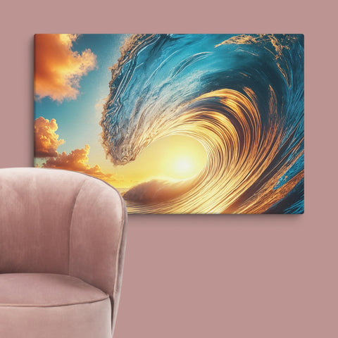 Sunset Sea Wave Art Canvas - From Sea To Shining Art