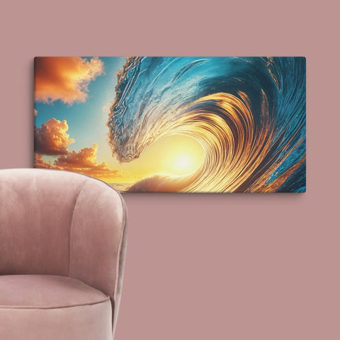 Sunset Sea Wave Art Canvas - From Sea To Shining Art