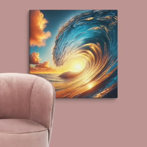Sunset Sea Wave Art Canvas - From Sea To Shining Art