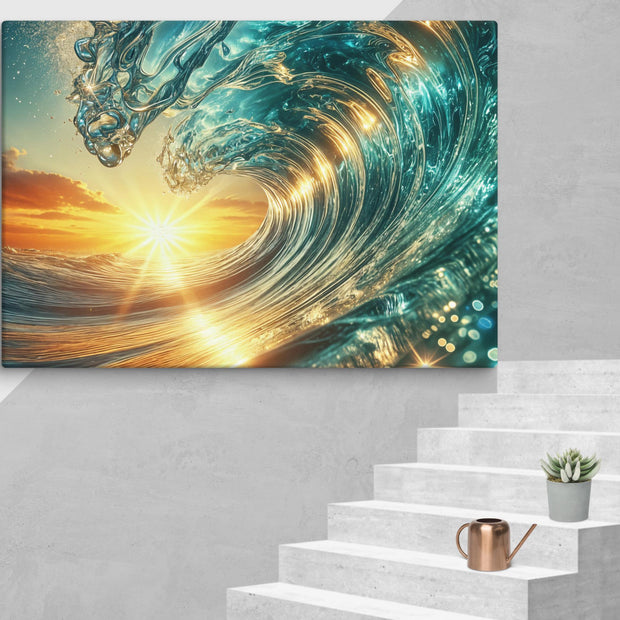 Sunset and wave Art In Canvas - From Sea To Shining Art