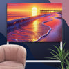 Evening Sea Sunset Art Canvas