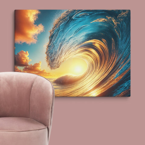 Sunset Sea Wave Art Canvas - From Sea To Shining Art