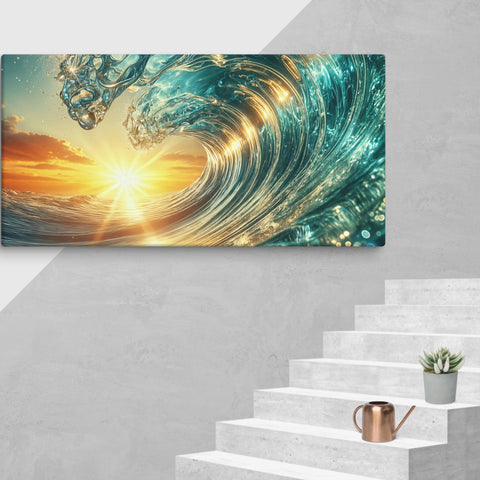 Sunset and wave Art In Canvas - From Sea To Shining Art