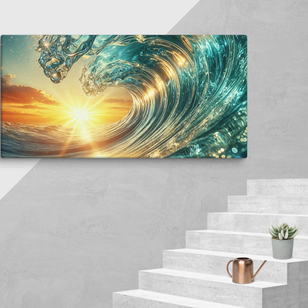 Sunset and wave Art In Canvas - From Sea To Shining Art